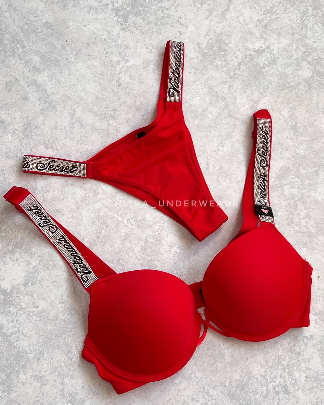 Rhinestone Strap Push-Up Bra Set – VS Inspired Design